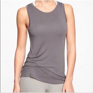 Athleta Threadlight Twist Tank Top Athleisure Work Out Gray Modal Sz XXS